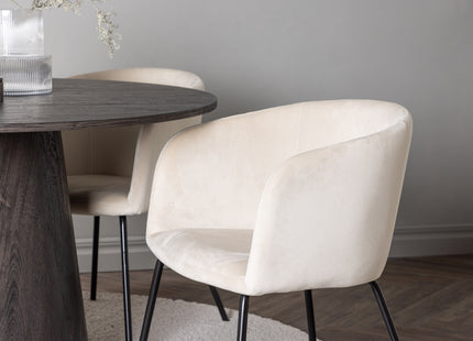 Venture Home Berit & Lanzo Matstolar Beige + Runda Matbord ⌀120 Mocca