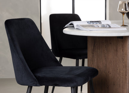 Venture Home Grönvik & Night Ovala Matbord 180 x 90 Ljusgrå + Matstolar 2-pack Svart