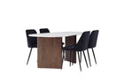 Venture Home Grönvik & Night Ovala Matbord 180 x 90 Ljusgrå + Matstolar 2-pack Svart
