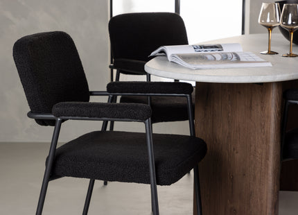 Venture Home Grönvik & Yesterday Ovala Matbord 180 x 90 Ljusgrå + Matstolar 2-pack Svart