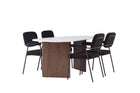 Venture Home Grönvik & Yesterday Ovala Matbord 180 x 90 Ljusgrå + Matstolar 2-pack Svart