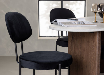 Venture Home Stella & Grönvik Matstolar 2-pack Svart + Ovala Matbord 180 x 90 Ljusgrå