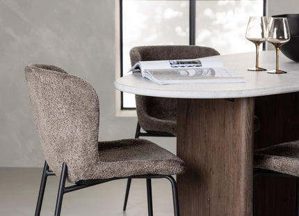 Venture Home Modesto & Grönvik Matstolar 2-pack Brun + Ovala Matbord 180 x 90 Ljusgrå