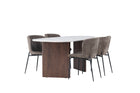 Venture Home Modesto & Grönvik Matstolar 2-pack Brun + Ovala Matbord 180 x 90 Ljusgrå