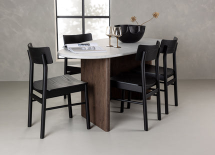 Venture Home Montros & Grönvik Matstolar 2-pack Svart + Ovala Matbord 180 x 90 Ljusgrå
