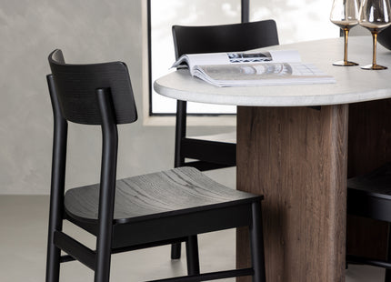 Venture Home Montros & Grönvik Matstolar 2-pack Svart + Ovala Matbord 180 x 90 Ljusgrå