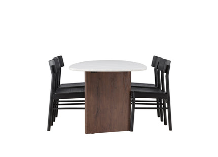 Venture Home Montros & Grönvik Matstolar 2-pack Svart + Ovala Matbord 180 x 90 Ljusgrå