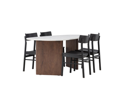 Venture Home Montros & Grönvik Matstolar 2-pack Svart + Ovala Matbord 180 x 90 Ljusgrå