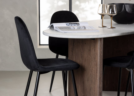 Venture Home Polar & Grönvik Matstolar 2-pack Svart + Ovala Matbord 180 x 90 Ljusgrå