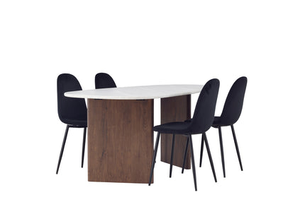 Venture Home Polar & Grönvik Matstolar 2-pack Svart + Ovala Matbord 180 x 90 Ljusgrå