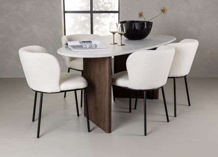 Venture Home Grönvik & Edina Ovala Matbord 180 x 90 Ljusgrå + Matstolar 2-pack Vit