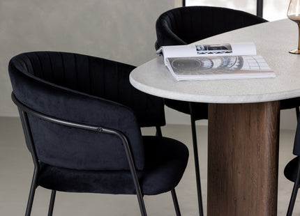 Venture Home Grönvik & Selma Ovala Matbord 180 x 90 Ljusgrå + Matstolar 2-pack Svart