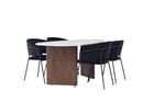 Venture Home Grönvik & Selma Ovala Matbord 180 x 90 Ljusgrå + Matstolar 2-pack Svart