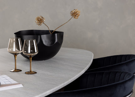 Venture Home Grönvik & Selma Ovala Matbord 180 x 90 Ljusgrå + Matstolar 2-pack Svart