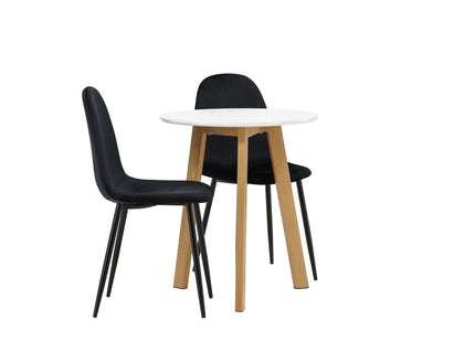 Venture Home Polar & Leonora Matstolar 2-pack Svart + Runda Matbord ⌀65 Vit