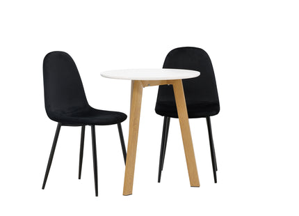 Venture Home Polar & Leonora Matstolar 2-pack Svart + Runda Matbord ⌀65 Vit