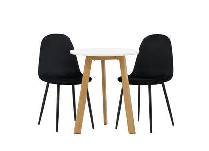 Venture Home Polar & Leonora Matstolar 2-pack Svart + Runda Matbord ⌀65 Vit