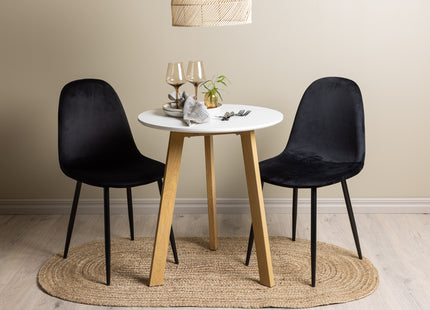 Venture Home Polar & Leonora Matstolar 2-pack Svart + Runda Matbord ⌀65 Vit