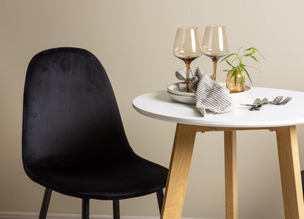 Venture Home Polar & Leonora Matstolar 2-pack Svart + Runda Matbord ⌀65 Vit