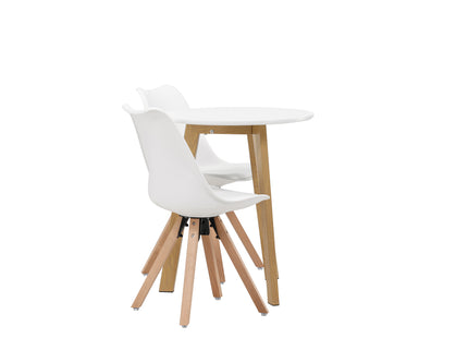 Venture Home Zeno & Leonora Matstolar 2-pack Vit + Runda Matbord ⌀65 Vit