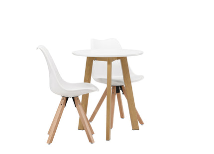 Venture Home Zeno & Leonora Matstolar 2-pack Vit + Runda Matbord ⌀65 Vit