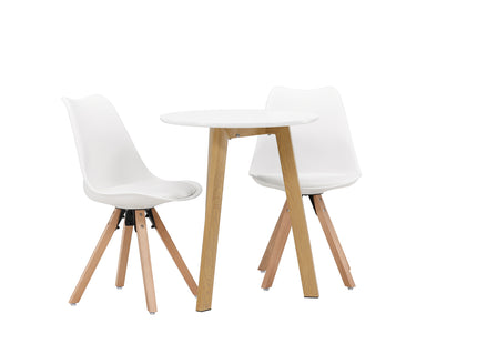 Venture Home Zeno & Leonora Matstolar 2-pack Vit + Runda Matbord ⌀65 Vit
