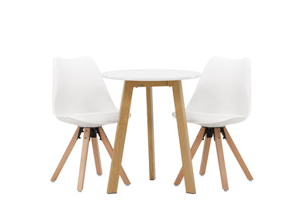 Venture Home Zeno & Leonora Matstolar 2-pack Vit + Runda Matbord ⌀65 Vit