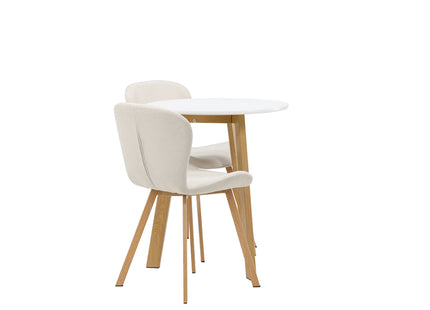 Venture Home Leonora & Lilja Runda Matbord ⌀65 Vit + Matstolar 2-pack Beige