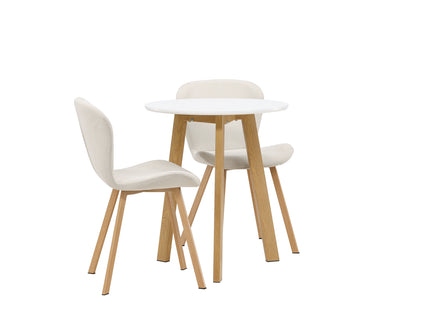 Venture Home Leonora & Lilja Runda Matbord ⌀65 Vit + Matstolar 2-pack Beige