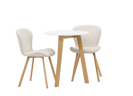 Venture Home Leonora & Lilja Runda Matbord ⌀65 Vit + Matstolar 2-pack Beige