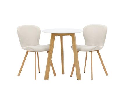 Venture Home Leonora & Lilja Runda Matbord ⌀65 Vit + Matstolar 2-pack Beige