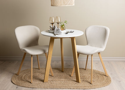 Venture Home Leonora & Lilja Runda Matbord ⌀65 Vit + Matstolar 2-pack Beige