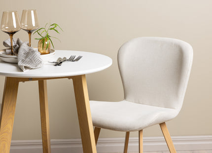 Venture Home Leonora & Lilja Runda Matbord ⌀65 Vit + Matstolar 2-pack Beige