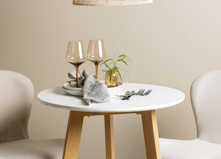 Venture Home Leonora & Lilja Runda Matbord ⌀65 Vit + Matstolar 2-pack Beige