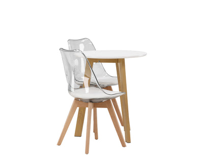 Venture Home Edvin & Leonora Matstolar 2-pack Nature + Runda Matbord ⌀65 Vit