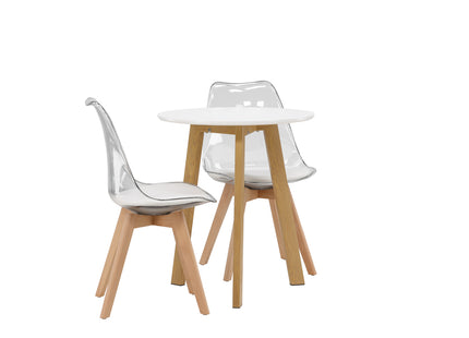 Venture Home Edvin & Leonora Matstolar 2-pack Nature + Runda Matbord ⌀65 Vit
