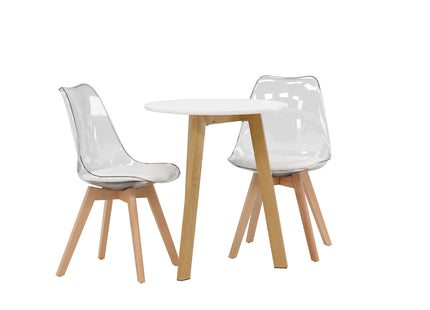 Venture Home Edvin & Leonora Matstolar 2-pack Nature + Runda Matbord ⌀65 Vit