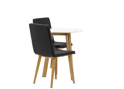 Venture Home Today & Leonora Matstolar 2-pack Svart + Runda Matbord ⌀65 Vit