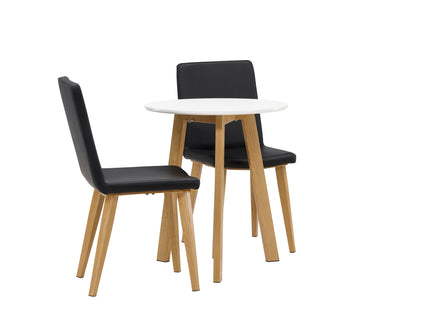 Venture Home Today & Leonora Matstolar 2-pack Svart + Runda Matbord ⌀65 Vit