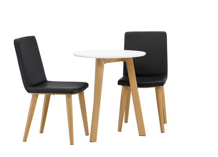Venture Home Today & Leonora Matstolar 2-pack Svart + Runda Matbord ⌀65 Vit