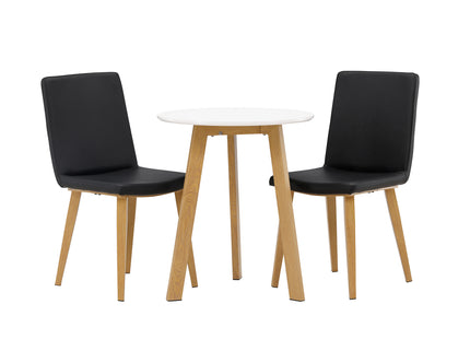Venture Home Today & Leonora Matstolar 2-pack Svart + Runda Matbord ⌀65 Vit