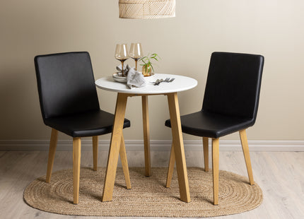 Venture Home Today & Leonora Matstolar 2-pack Svart + Runda Matbord ⌀65 Vit