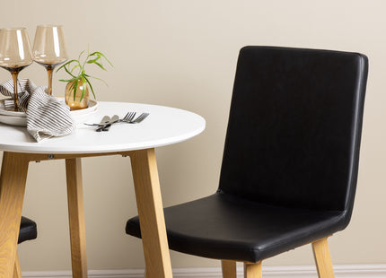 Venture Home Today & Leonora Matstolar 2-pack Svart + Runda Matbord ⌀65 Vit