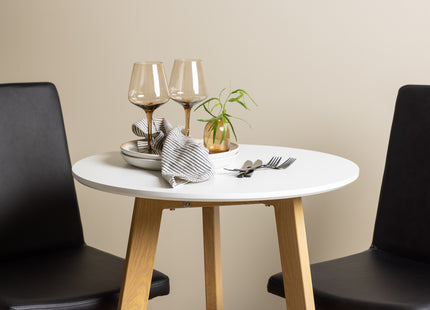 Venture Home Today & Leonora Matstolar 2-pack Svart + Runda Matbord ⌀65 Vit