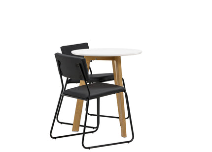 Venture Home Kenth & Leonora Matstolar 2-pack Svart + Runda Matbord ⌀65 Vit