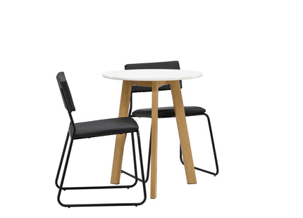 Venture Home Kenth & Leonora Matstolar 2-pack Svart + Runda Matbord ⌀65 Vit