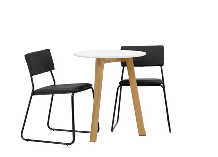 Venture Home Kenth & Leonora Matstolar 2-pack Svart + Runda Matbord ⌀65 Vit