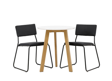 Venture Home Kenth & Leonora Matstolar 2-pack Svart + Runda Matbord ⌀65 Vit