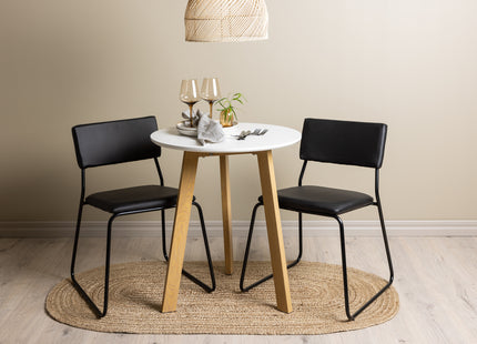Venture Home Kenth & Leonora Matstolar 2-pack Svart + Runda Matbord ⌀65 Vit