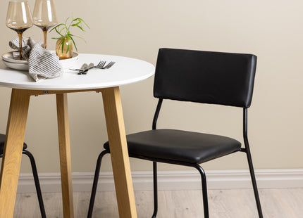 Venture Home Kenth & Leonora Matstolar 2-pack Svart + Runda Matbord ⌀65 Vit